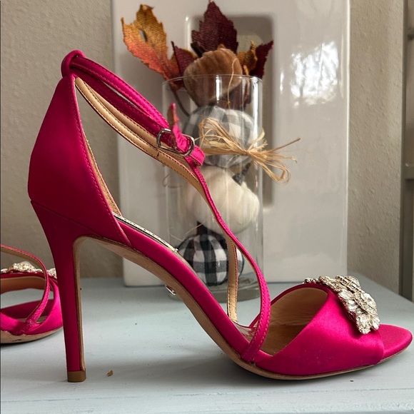 Badgley Mischka Fuchsia Embellished Heels - Picture 7 of 13